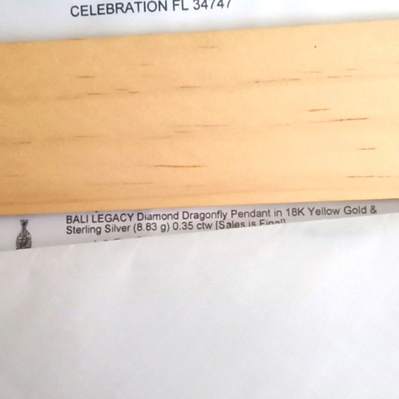 hold till 4-10 BALI LEGACY DIAMOND DRAGONFLY PENDENT IN SS & 14k Y Gold - Picture 8 of 12
